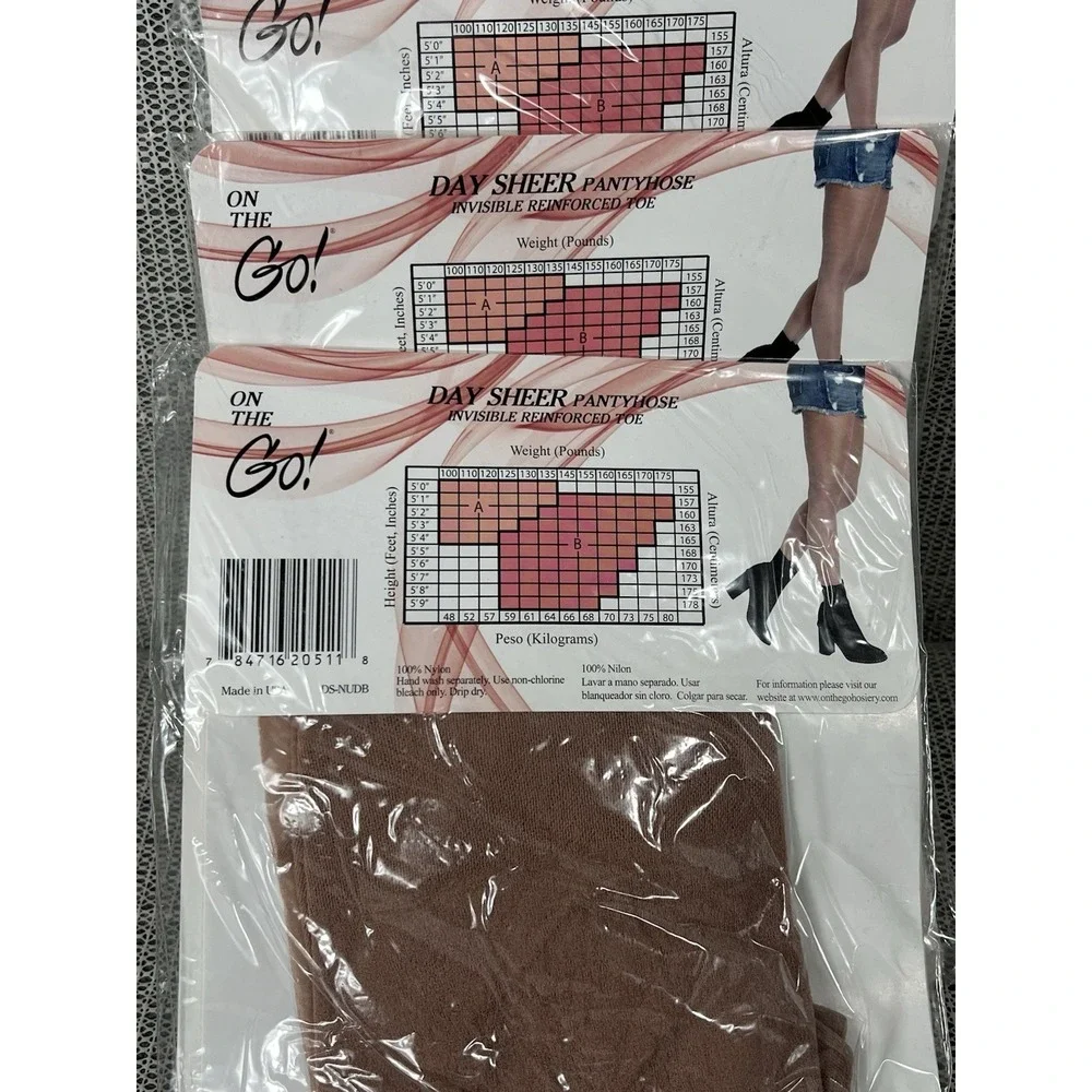 On the Go (3 Pack)Women's‎ Nude Day Sheer Pantyhose - Invisible Toe - Size B